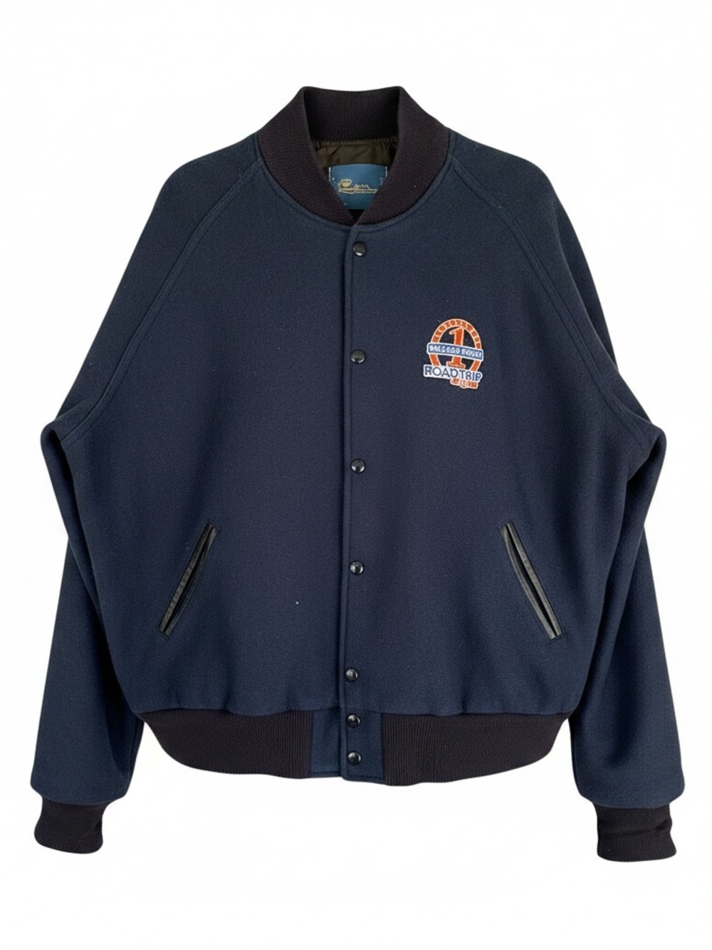 Vintage Roadway Express Million Miler Bomber Jacket XL Navy Snap Front Workwear